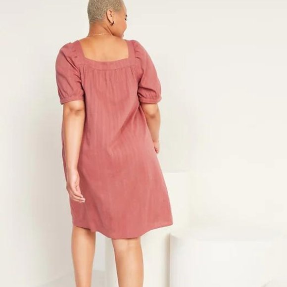 Old Navy Puff-Sleeve Dobby Mini Swing Dress for Women New - Picture 5 of 5